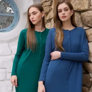 AS SS26 summer loose style button dress comfortable ribbing fabric dress o-neck lady clothes