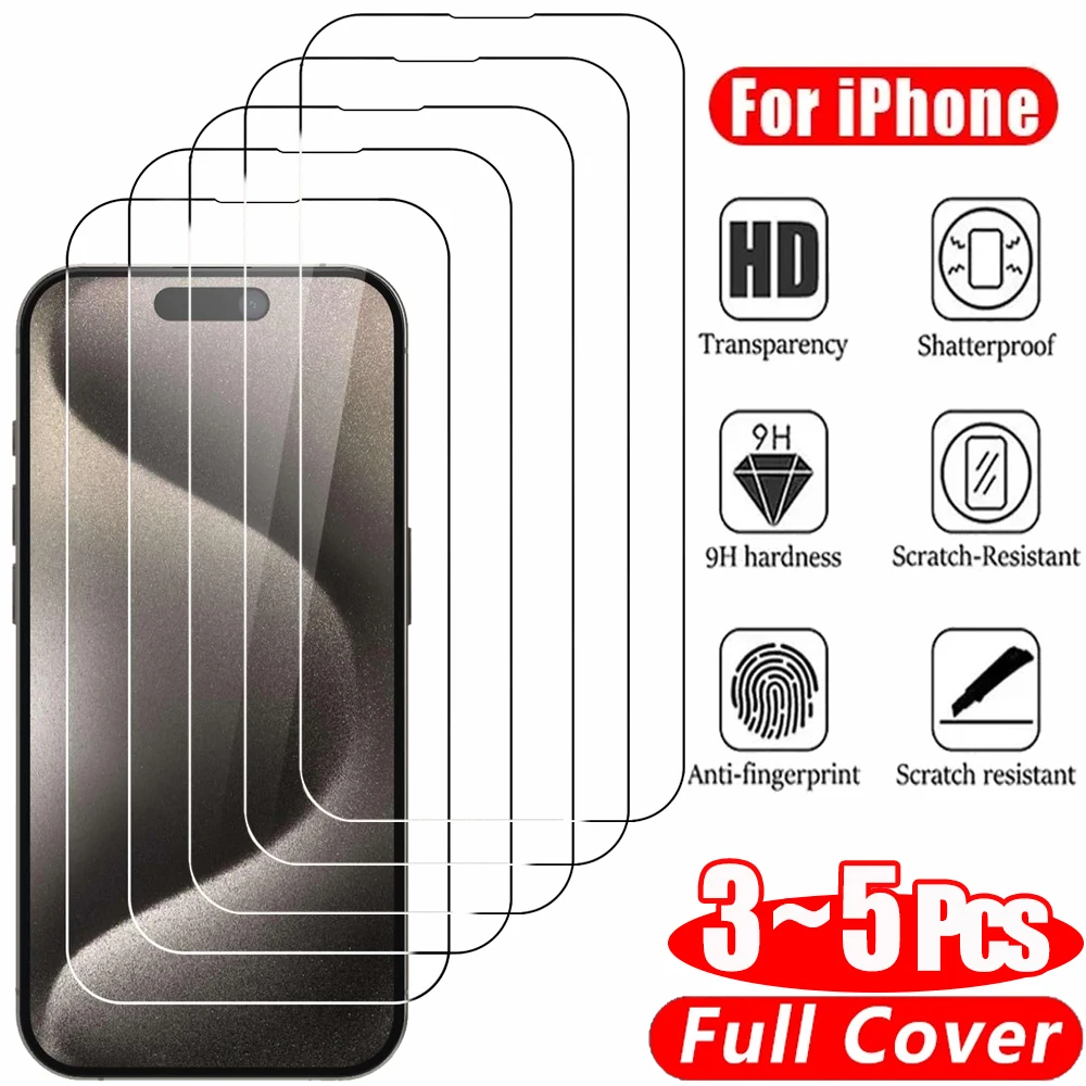 Clear Glass Film For iPhone 17 16 15 Pro Max Screen Protector For iPhone 11 12 13 14 15 Pro Tempered Glass IPhone13 Mini