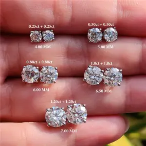 CANNER 0.5-1.2 Carat D Color Moissanite Ear Stud Earrings For Wom