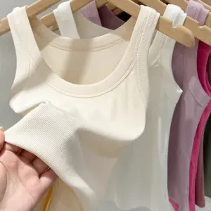 AOSSVIAO Women Solid Round Neck Ribbed Tank Top Camisole Women 2026 Summer Basic Elastic Tank Top O Neck Solid Tank Top