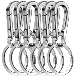 6Pcs Carabiner Clip Keychain Metal Carabiner Shape Key Ring Keyri