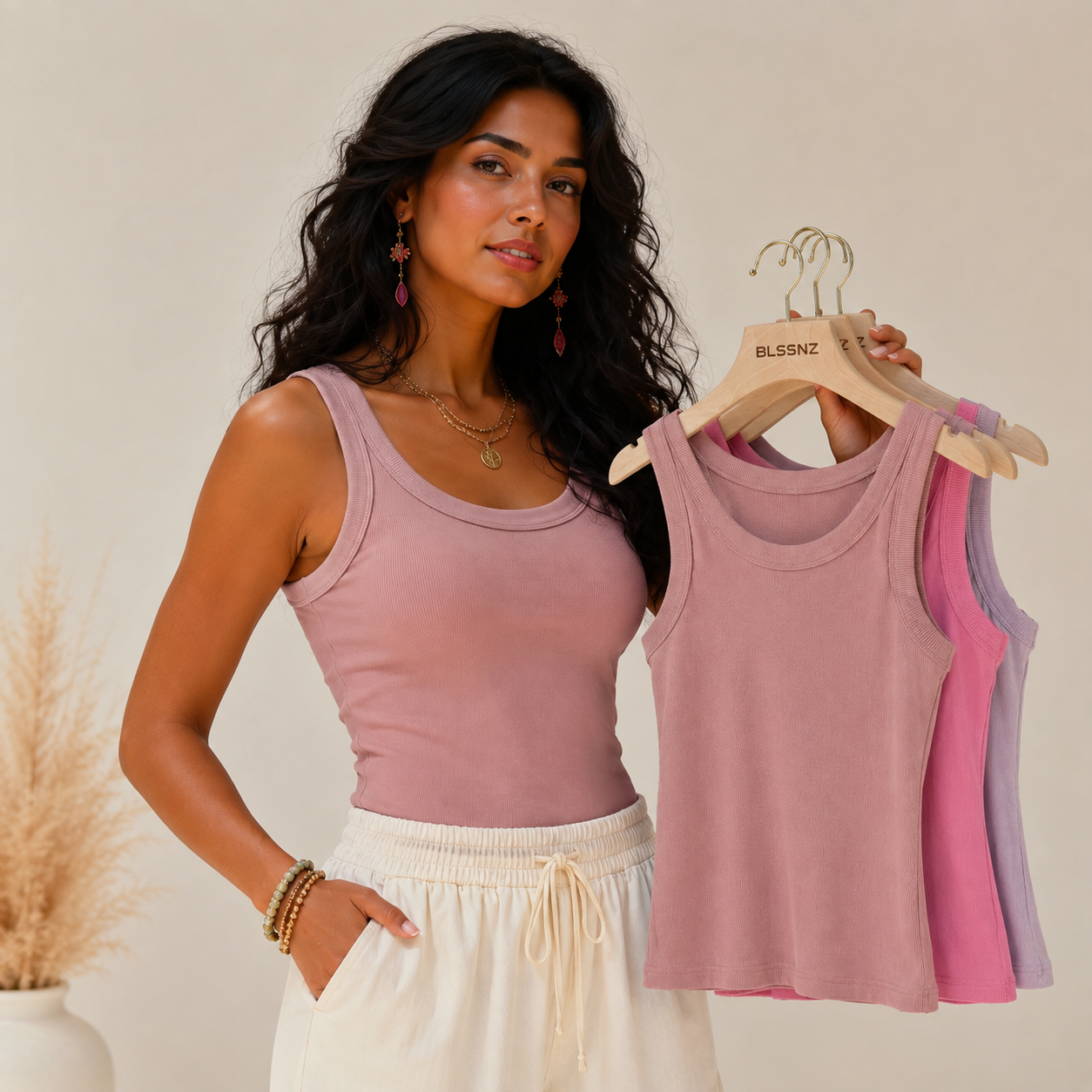 zjaiss Women Solid Round Neck Ribbed Tank Top Camisole Women 2026 Summer Basic Elastic Tank Top O Neck Solid Tank Top