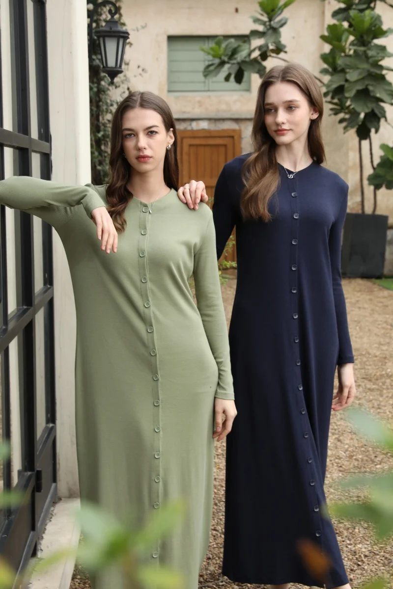 AS 2025 summer woman dress comfortable ribbing maxi button dress lady clothes
