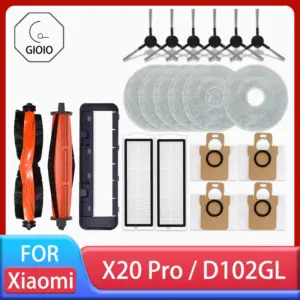 For Xiaomi Robot Vacuum X20 Pro / D102GL Parts Accessories Main Brush Side Brush Hepa Filter Mop Cloth Dust Bag Replacem