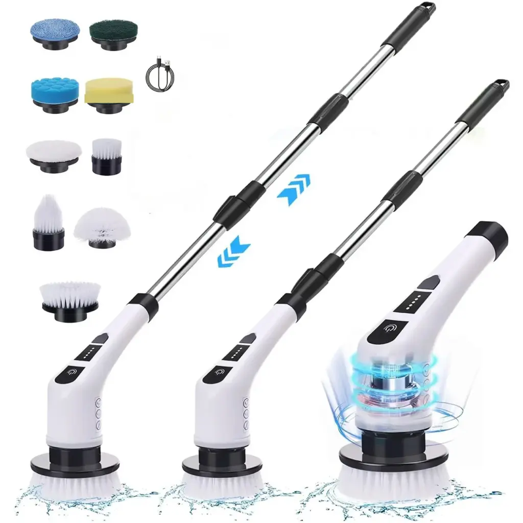Electric Cleaning Brush:9-in-1 Head,Rotates Flexibly Multifunction Tool for Bathroom, Floors, Corner Gaps and Shower Roo