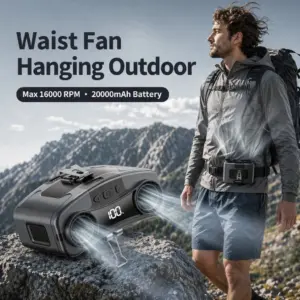 Socoolfan Waist Fan Hanging Outdoor Portable Neck Fan 5/10 Speed Strong Wind for Sports Courier Outdoor Working 10000/2