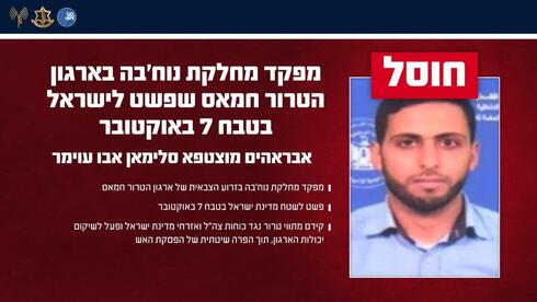 צה"ל: חוסל מהאוויר מחבל נוחבה שפשט לישראל ב-7/10